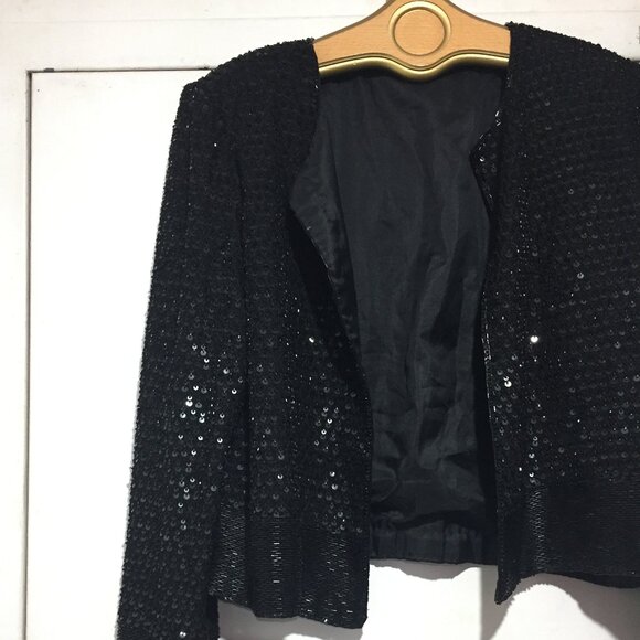 VINTAGE FRANK USHER SILK SEQUIN JACKETS SIZE 8 - Picture 2 of 8